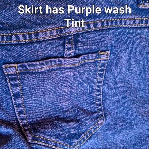 Hot Topic Women Large Purple Tinted Acid Wash Button Front Denim Skirt - Picture 9 of 9